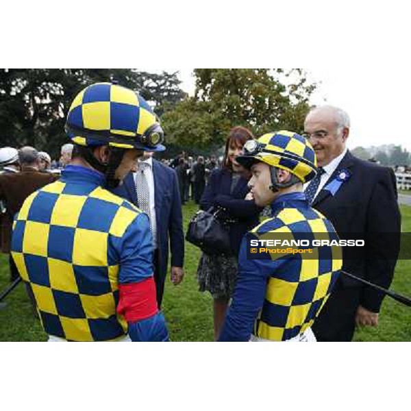 Felice Villa and Federica Villa with Stefano Botti,Fabio Branca and Umberto Rispoli Milan, San Siro racecourse,12 ottobre 2014 photo Stefano Grasso/Trenno srl