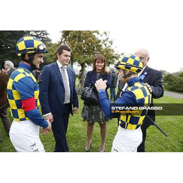 Felice Villa and Federica Villa with Stefano Botti,Fabio Branca and Umberto Rispoli Milan, San Siro racecourse,12 ottobre 2014 photo Stefano Grasso/Trenno srl