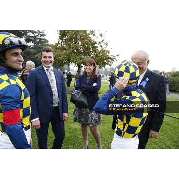 Felice Villa and Federica Villa with Stefano Botti,Fabio Branca and Umberto Rispoli Milan, San Siro racecourse,12 ottobre 2014 photo Stefano Grasso/Trenno srl