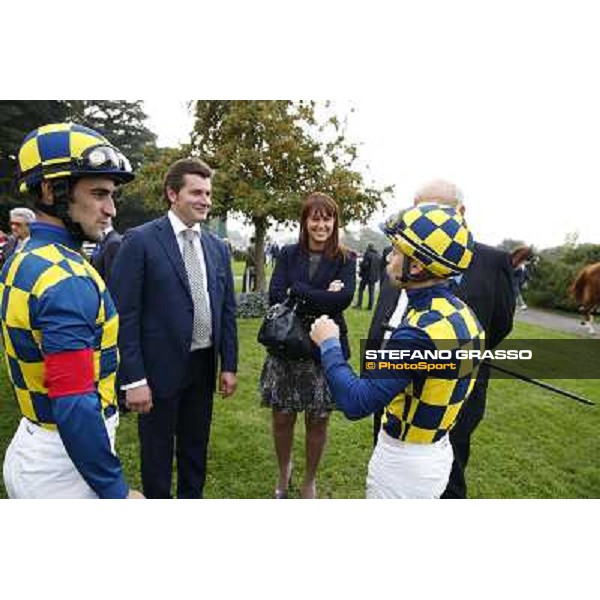 Felice Villa and Federica Villa with Stefano Botti,Fabio Branca and Umberto Rispoli Milan, San Siro racecourse,12 ottobre 2014 photo Stefano Grasso/Trenno srl