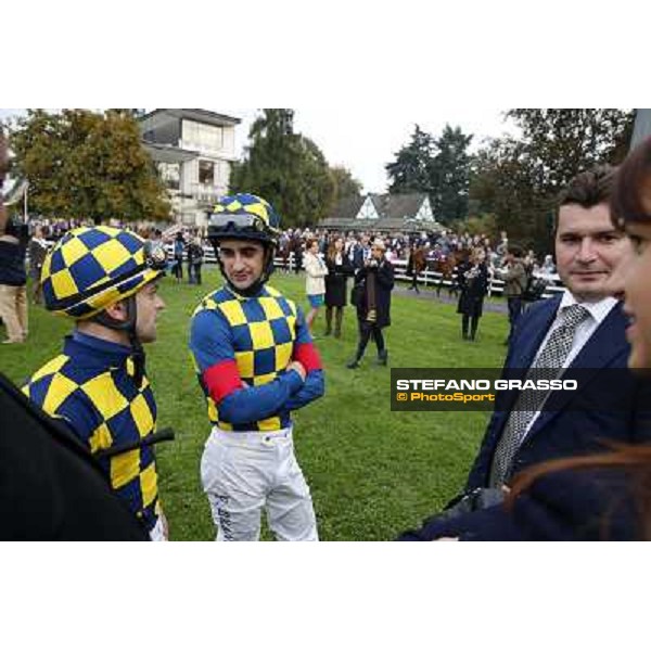 Felice Villa and Federica Villa with Stefano Botti,Fabio Branca and Umberto Rispoli Milan, San Siro racecourse,12 ottobre 2014 photo Stefano Grasso/Trenno srl
