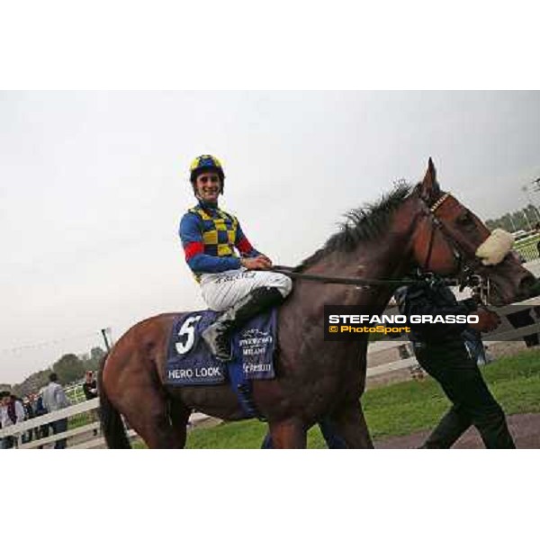 Fabio Branca on Hero Look winners of the Gran Criterium Milan, San Siro racecourse,12 ottobre 2014 photo Stefano Grasso/Trenno srl