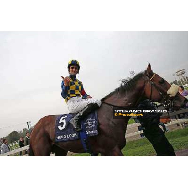 Fabio Branca on Hero Look winners of the Gran Criterium Milan, San Siro racecourse,12 ottobre 2014 photo Stefano Grasso/Trenno srl