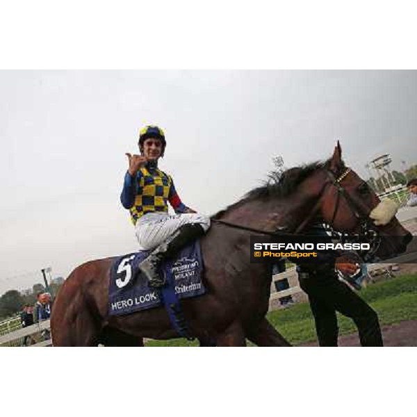 Fabio Branca on Hero Look winners of the Gran Criterium Milan, San Siro racecourse,12 ottobre 2014 photo Stefano Grasso/Trenno srl