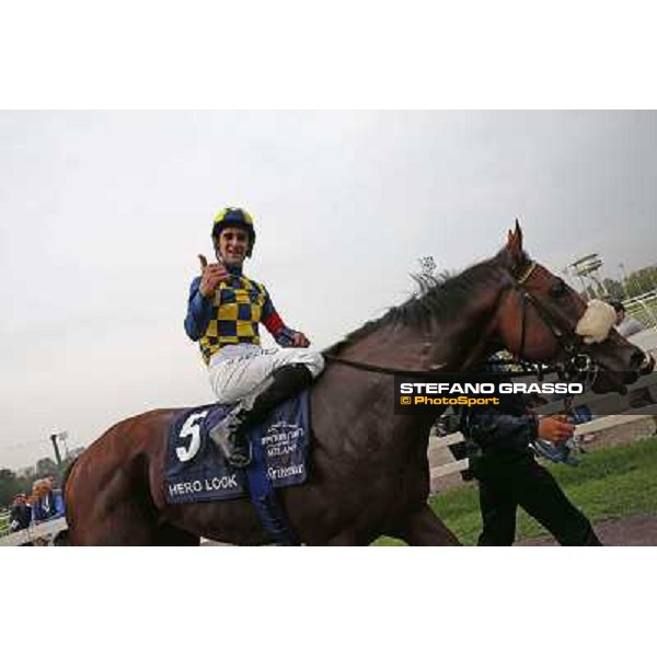 Fabio Branca on Hero Look winners of the Gran Criterium Milan, San Siro racecourse,12 ottobre 2014 photo Stefano Grasso/Trenno srl