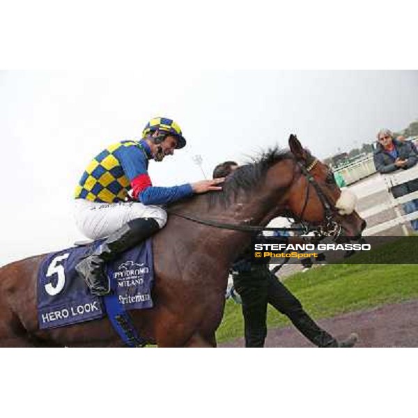 Fabio Branca on Hero Look winners of the Gran Criterium Milan, San Siro racecourse,12 ottobre 2014 photo Stefano Grasso/Trenno srl