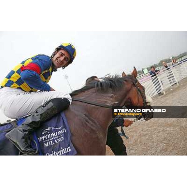 Fabio Branca on Hero Look winners of the Gran Criterium Milan, San Siro racecourse,12 ottobre 2014 photo Stefano Grasso/Trenno srl