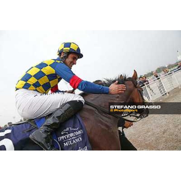 Fabio Branca on Hero Look winners of the Gran Criterium Milan, San Siro racecourse,12 ottobre 2014 photo Stefano Grasso/Trenno srl