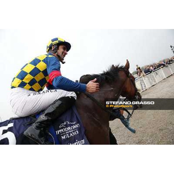 Fabio Branca on Hero Look winners of the Gran Criterium Milan, San Siro racecourse,12 ottobre 2014 photo Stefano Grasso/Trenno srl