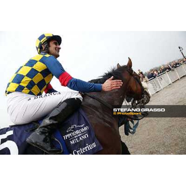 Fabio Branca on Hero Look winners of the Gran Criterium Milan, San Siro racecourse,12 ottobre 2014 photo Stefano Grasso/Trenno srl