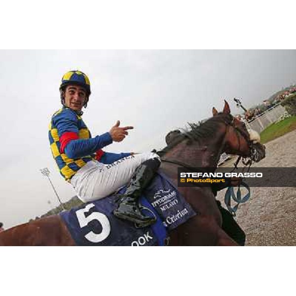 Fabio Branca on Hero Look winners of the Gran Criterium Milan, San Siro racecourse,12 ottobre 2014 photo Stefano Grasso/Trenno srl