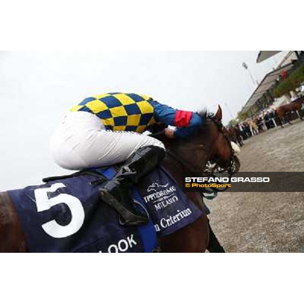 Fabio Branca on Hero Look winners of the Gran Criterium Milan, San Siro racecourse,12 ottobre 2014 photo Stefano Grasso/Trenno srl