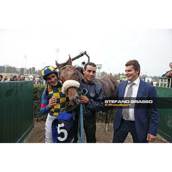 Fabio Branca,Stefano Botti and Hero Look winners of the Gran Criterium Milan, San Siro racecourse,12 ottobre 2014 photo Stefano Grasso/Trenno srl