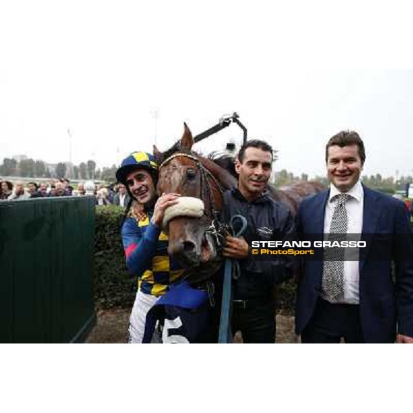 Fabio Branca,Stefano Botti and Hero Look winners of the Gran Criterium Milan, San Siro racecourse,12 ottobre 2014 photo Stefano Grasso/Trenno srl