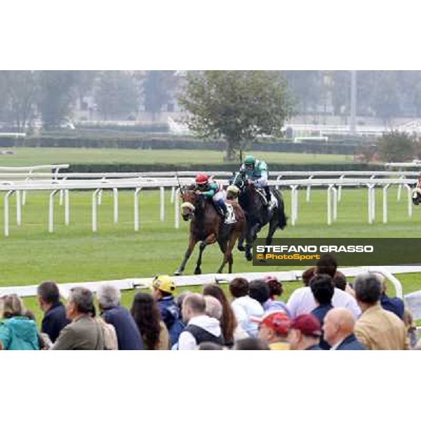 Umberto Rispoli on Only For Fun wins the Premio Arconate Milan, San Siro racecourse,12 ottobre 2014 photo Stefano Grasso/Trenno srl