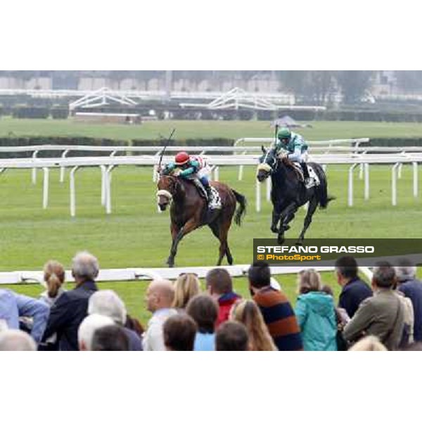 Umberto Rispoli on Only For Fun wins the Premio Arconate Milan, San Siro racecourse,12 ottobre 2014 photo Stefano Grasso/Trenno srl