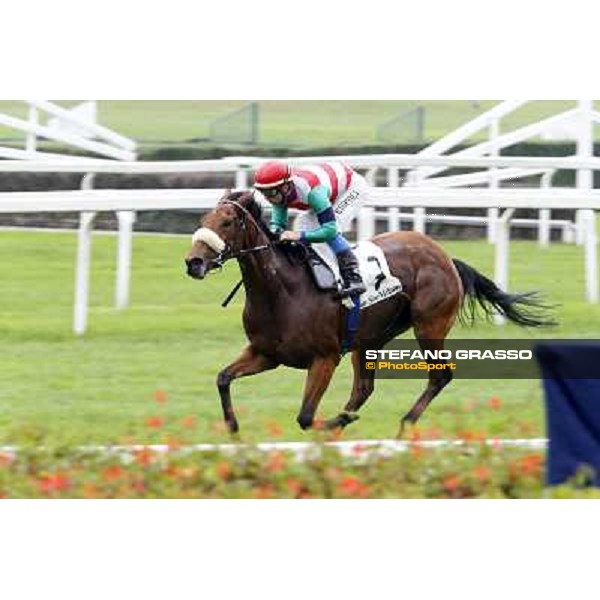 Umberto Rispoli on Only For Fun wins the Premio Arconate Milan, San Siro racecourse,12 ottobre 2014 photo Stefano Grasso/Trenno srl