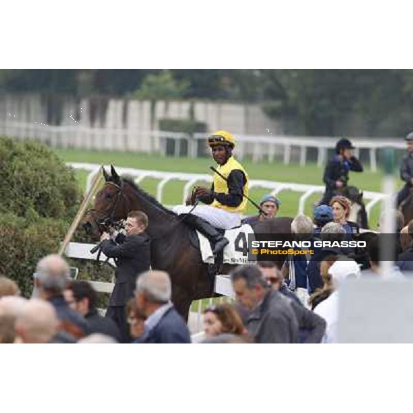 Eduardo Pedroza and Quaduna winners of the Premio Verziere - Mem.Aldo Cirla Milan, San Siro racecourse,12 ottobre 2014 photo Stefano Grasso/Trenno srl