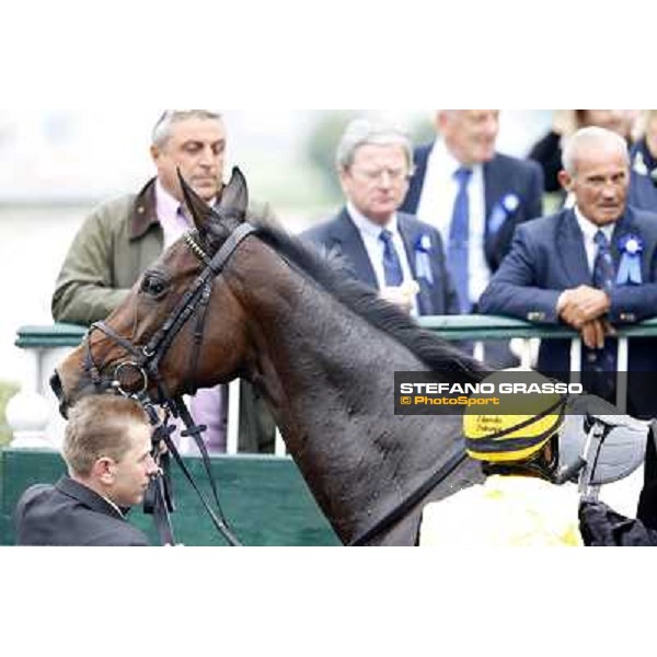 Eduardo Pedroza and Quaduna winners of the Premio Verziere - Mem.Aldo Cirla Milan, San Siro racecourse,12 ottobre 2014 photo Stefano Grasso/Trenno srl