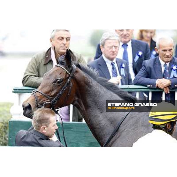 Eduardo Pedroza and Quaduna winners of the Premio Verziere - Mem.Aldo Cirla Milan, San Siro racecourse,12 ottobre 2014 photo Stefano Grasso/Trenno srl