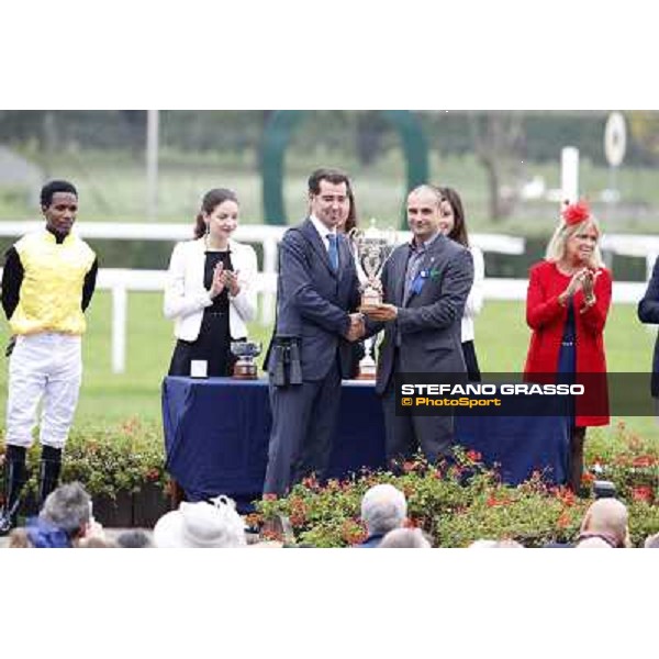 The prize giving ceremony of the Premio Verziere - Mem.Aldo Cirla Milan, San Siro racecourse,12 ottobre 2014 photo Stefano Grasso/Trenno srl