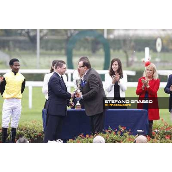 The prize giving ceremony of the Premio Verziere - Mem.Aldo Cirla Milan, San Siro racecourse,12 ottobre 2014 photo Stefano Grasso/Trenno srl