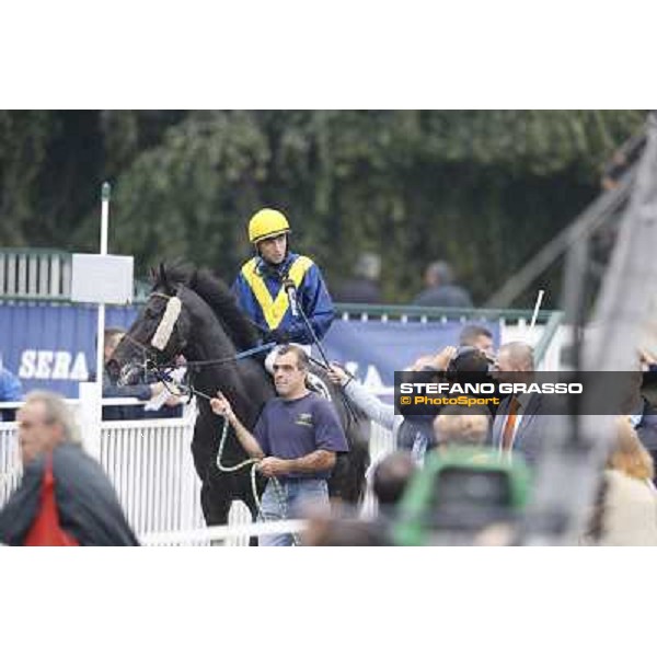 Mario Esposito and Stregatto winners of the Premio UNPCPS Milan, San Siro racecourse,12 ottobre 2014 photo Stefano Grasso/Trenno srl
