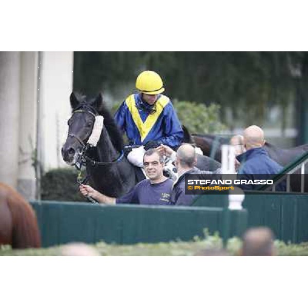 Mario Esposito and Stregatto winners of the Premio UNPCPS Milan, San Siro racecourse,12 ottobre 2014 photo Stefano Grasso/Trenno srl