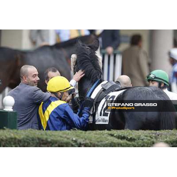 Mario Esposito and Stregatto winners of the Premio UNPCPS Milan, San Siro racecourse,12 ottobre 2014 photo Stefano Grasso/Trenno srl