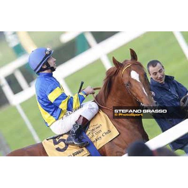 Gran Premio del Jockey Club Luca Maniezzi on Refuse to Bobbin Milano,San Siro racecourse 19 otct.2014 photo Stefano Grasso/Trenno srl