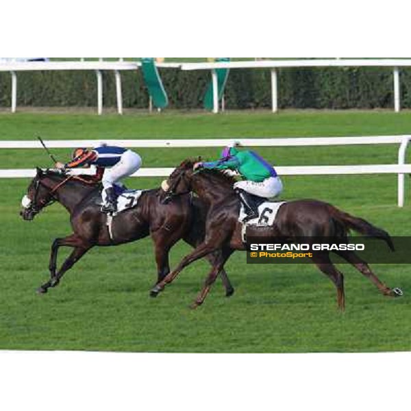 Cristian Demuro on Fontanelice wins the Premio Dormello Milano,San Siro racecourse 19 otct.2014 photo Domenico Savi/Grasso/Trenno srl