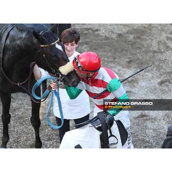 Dario Vargiu and Sweet Lollipop winners of Premio Madonnina Milano,San Siro racecourse 19 otct.2014 photo Domenico Savi/Grasso/Trenno srl