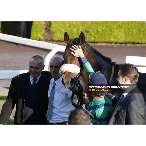 Dario Vargiu,Spicy Jam and Stefano Botti winners of the Premio Ubaldo Pandolfi Roma.Capannelle racecourse 26th october 2014 ph.Stefano Grasso