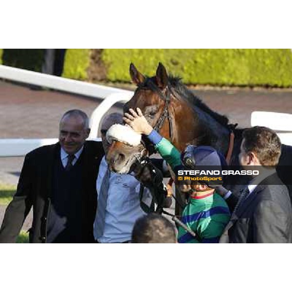 Dario Vargiu,Spicy Jam and Stefano Botti winners of the Premio Ubaldo Pandolfi Roma.Capannelle racecourse 26th october 2014 ph.Stefano Grasso