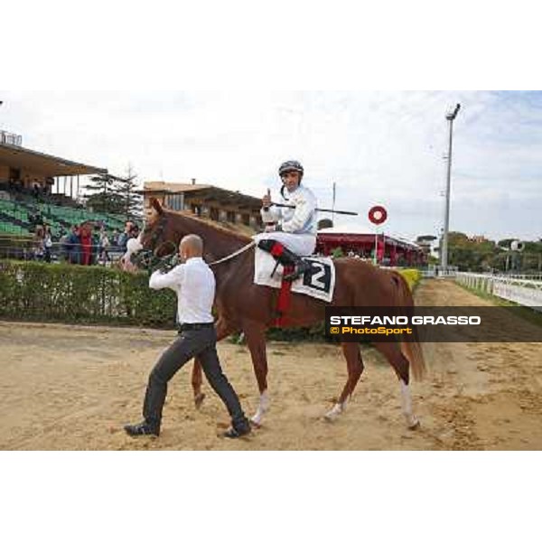 Dario Vargiu on Misterious Boy after winning the Premio Guido Berardelli Roma.Capannelle racecourse 26th october 2014 ph.Stefano Grasso