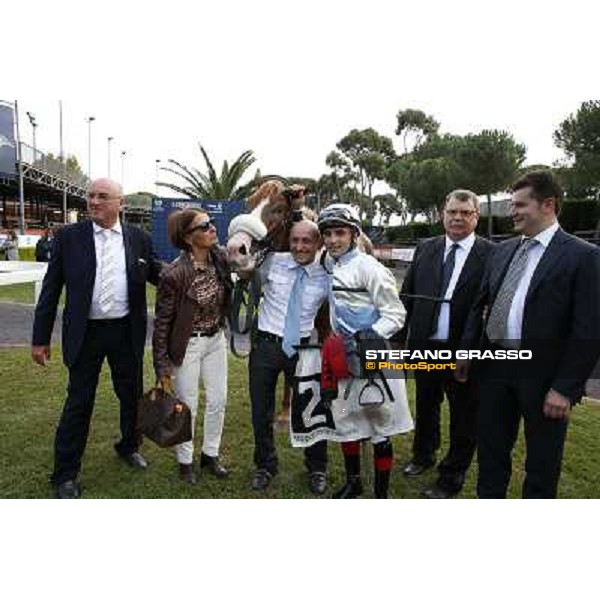 Dario Vargiu,Misterious Boy and their connection after winning the Premio Guido Berardelli Roma.Capannelle racecourse 26th october 2014 ph.Stefano Grasso
