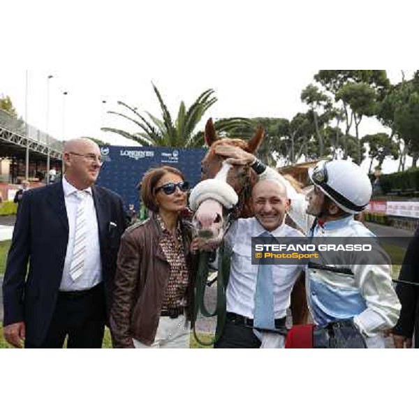 Dario Vargiu,Misterious Boy and their connection after winning the Premio Guido Berardelli Roma.Capannelle racecourse 26th october 2014 ph.Stefano Grasso