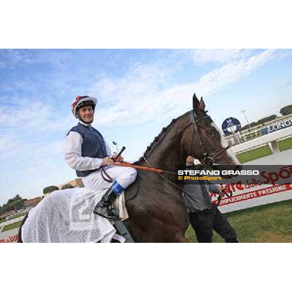 Olivier Peslier and Cape Magic after winning the Premio Conte Felice Scheibler Roma.Capannelle racecourse 26th october 2014 ph.Stefano Grasso