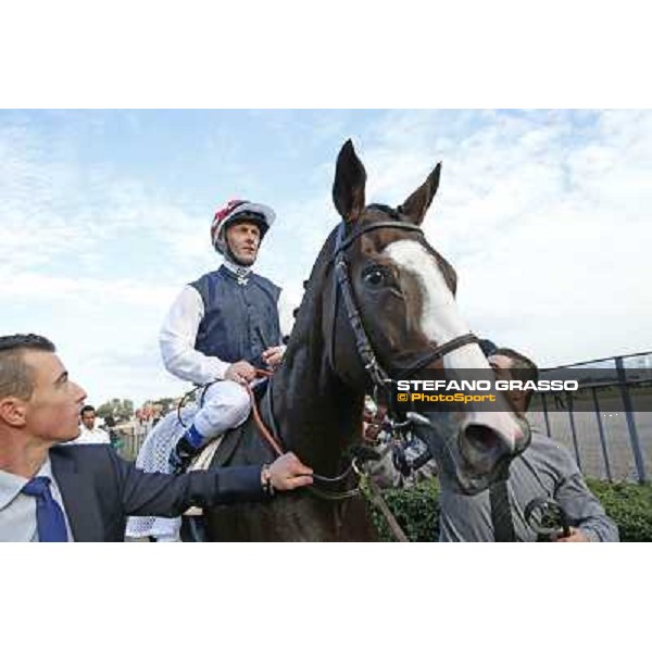 Olivier Peslier and Cape Magic after winning the Premio Conte Felice Scheibler Roma.Capannelle racecourse 26th october 2014 ph.Stefano Grasso