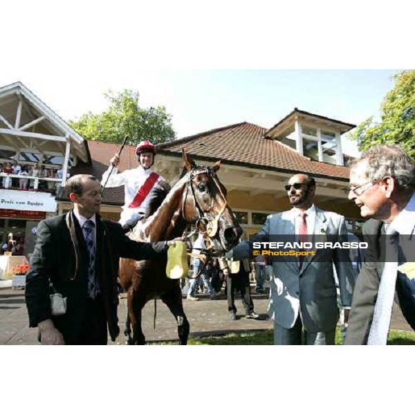 Kerrin Mc Evoy, Clive Brittain, Saeed Manana with Warrsan in the winner circle of 133. Grosser Volkswagen Preis von Baden Iffezheim Baden Baden 4th september 2005 ph. Stefano Grasso