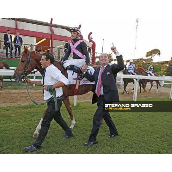 Stefano Luciani devotes to his father Lollo the triumph of Priore Philip in the Premio Roma GBI Racing Rome,2nd nov.2014 photo Stefano Grasso