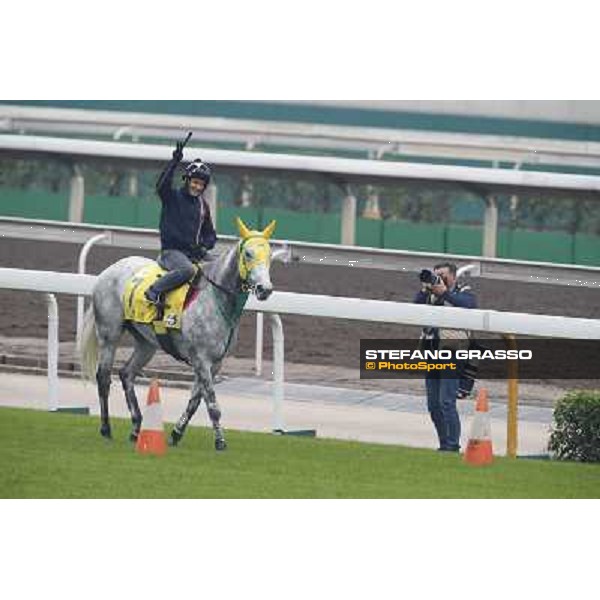 Mirco Demuro on Little Gerda Morning track works Hong Kong - Sha Tin racecourse,10/12/2014 ph.Stefano Grasso