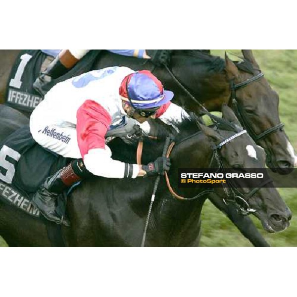 Andreas Helfenbein on Sacho wins Preis vom Karlsruher Schloss Iffezheim 4th september 2005 ph. Stefano Grasso