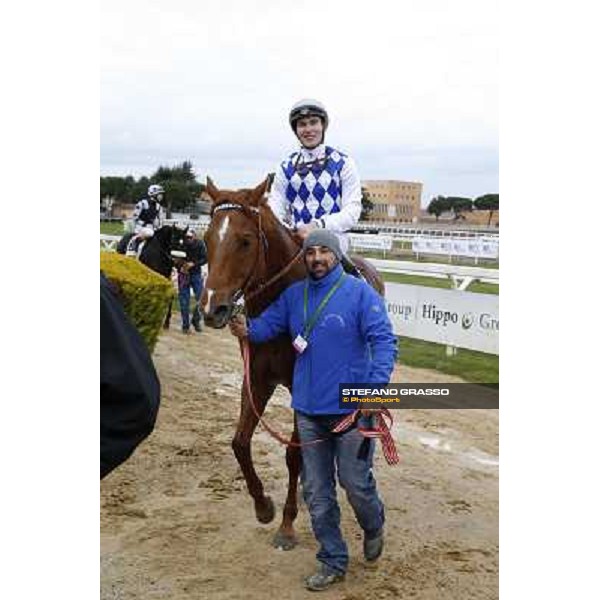 Oliver Wilson on Traditional Chic wins the Premio Sansonetto Roma Capannelle racecourse,31st january 2015 ph.Stefano Grasso