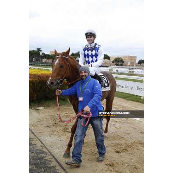 Oliver Wilson on Traditional Chic wins the Premio Sansonetto Roma Capannelle racecourse,31st january 2015 ph.Stefano Grasso