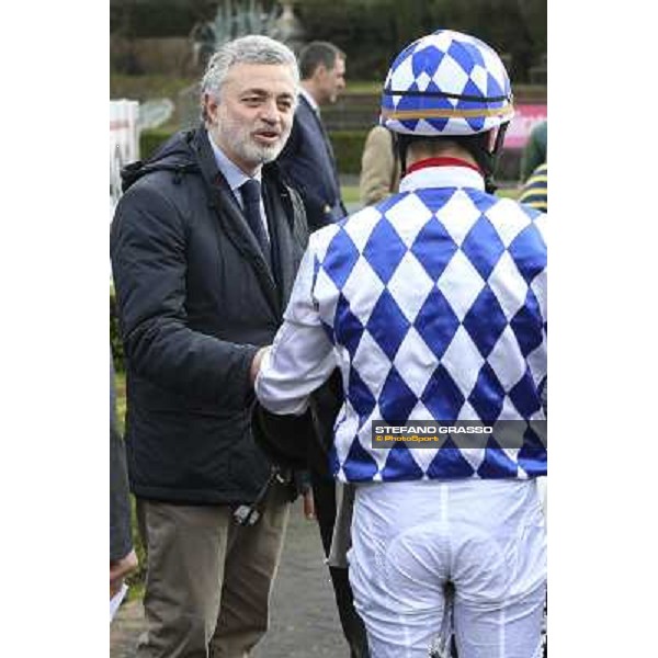 1 marzo 2015 ROMA -Ippodromo Capannellle Capannelle Premio Donatello vince Gregorio Arena su Winklemann con Mr. Andrea Scarpellini photo Domenico Savi/GRASSO