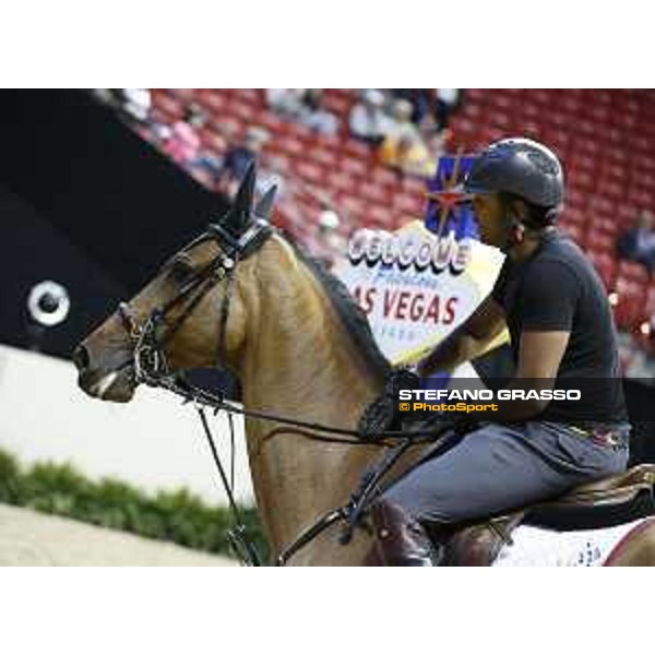 Bassem Hassan Mohammed on Primeval Dejavu Jumping Training Session Longines Fei World Cup Jumping Finals Las Vegas,15th april 2015 ph.Stefano Grasso/QEF
