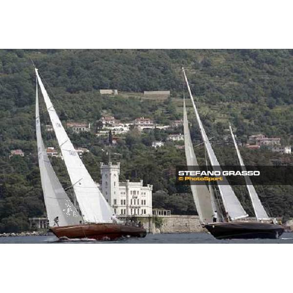 Tiziana IV and Emeraude in front of Castel of Miramare -Yacht Club Adriaco - 8th meeting Cittˆ di Trieste - \'Arrigo Modugno Trophy\' - Sciarrelli Cup Triest, 18th september 2005 ph. Stefano Grasso
