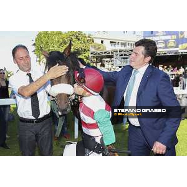 Umberto Rispoli,Stefano Botti and Cleo Fan after winning the Premio Presidente della Repubblica GBI Racing Rome Capannelle Racecourse, 10 may 2015 ph. Domenico Savi/Hippogroup Roma Capannelle