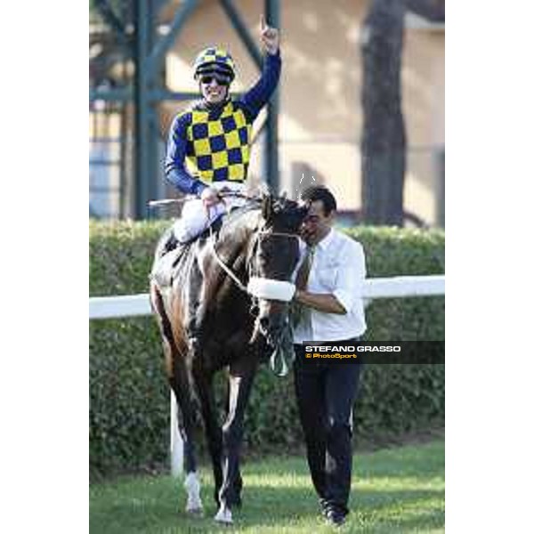 Cristian Demuro on Goldstream wins the 132° Derby Italiano 10 e Lotto Roma,Capannelle racecourse 17th may 2015 ph.Stefano Grasso/Hippogroup Roma Capannelle